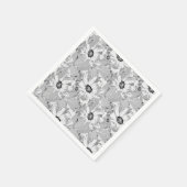 Serviette En Papier Fleurs blanches sur gris clair. (Coin)