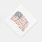 Serviette En Papier Fleurs Bleu Blanc Rouge (Coin)