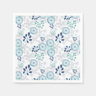 Serviette En Papier Fleurs bleu clair