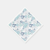 Serviette En Papier Fleurs bleu clair (Coin)