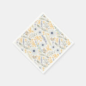 Serviette En Papier Fleurs Bleu Jaune Motif Botanique Événement (Coin)