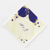 Serviette En Papier fleurs bleu royal feuilles dorées marbre  (Coin)