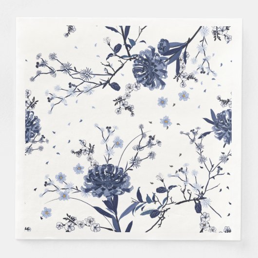Serviette En Papier Fleurs bleues (Devant)