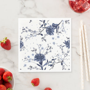 Serviette En Papier Fleurs bleues