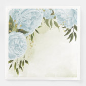 Serviette En Papier Fleurs bleues boho feuilles vertes botanique  (Devant)