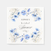 Serviette En Papier Fleurs bleues cadre floral mariage shower (Devant)