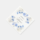 Serviette En Papier Fleurs bleues cadre floral mariage shower (Coin)