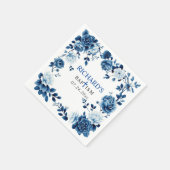 Serviette En Papier Fleurs bleues Chinoiserie fleurie garçon Baptême (Coin)