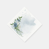 Serviette En Papier fleurs bleues et blanches botaniques (Coin)