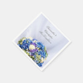 Serviette En Papier Fleurs bleues et blanches et robe mariage (Coin)