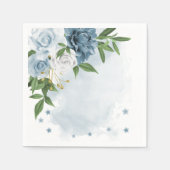 Serviette En Papier fleurs bleues et blanches mariage botanique (Devant)