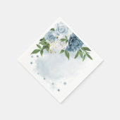 Serviette En Papier fleurs bleues et blanches mariage botanique (Coin)