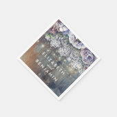 Serviette En Papier Fleurs bleues et marron Mariage de dentelle rustiq (Coin)