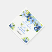 Serviette En Papier Fleurs bleues et navy avec feuillage (Coin)