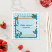 Serviette En Papier Fleurs bleues et papillons (En situation)