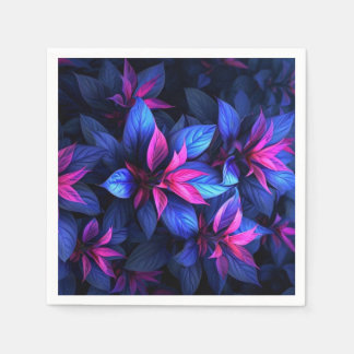 Serviette En Papier Fleurs bleues et violettes