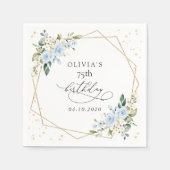 Serviette En Papier Fleurs bleues, Fleurs blanches, Feuillage, Anniver (Devant)