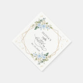 Serviette En Papier Fleurs bleues, Fleurs blanches, Feuillage, Anniver (Coin)
