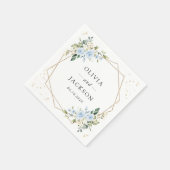 Serviette En Papier Fleurs bleues, Fleurs blanches, Verdure, Mariage (Coin)