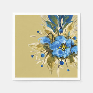 Serviette En Papier Fleurs bleues florales modernes de campagne 