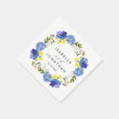Serviette En Papier Fleurs Bleues Jaunes Lumineuses mariage Rustique P (Coin)