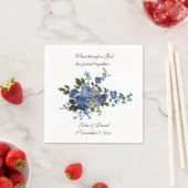 Serviette En Papier Fleurs Bleues Mariages Catholiques Croix Or Élégan (En situation)