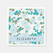 Serviette En Papier Fleurs Bleues, Motif De Fleurs, Votre Nom (Devant)
