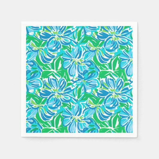 Serviette En Papier Fleurs Bleues Prépa (Devant)