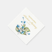Serviette En Papier Fleurs bleues Quinceañera personnalisée (Coin)