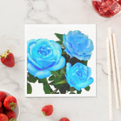 Serviette En Papier Fleurs bleues roses bleues (En situation)