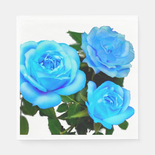 Serviette En Papier Fleurs bleues roses bleues (Devant)