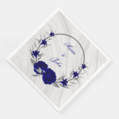 Serviette En Papier fleurs bleues royales argent feuilles couronne mar (Coin)