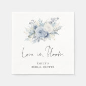Serviette En Papier Fleurs bleues Script Love in Bloom Enterrement de (Devant)