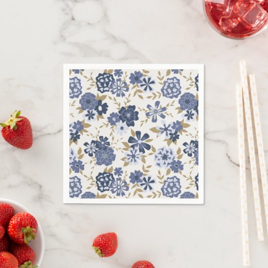 Serviette En Papier Fleurs Blue Vines Botanical Event (En situation)