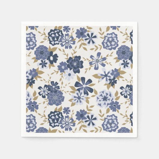 Serviette En Papier Fleurs Blue Vines Botanical Event (Devant)