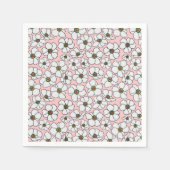Serviette En Papier Fleurs Boho blanches sur fond rose (Devant)