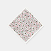 Serviette En Papier Fleurs Boho blanches sur fond rose (Coin)