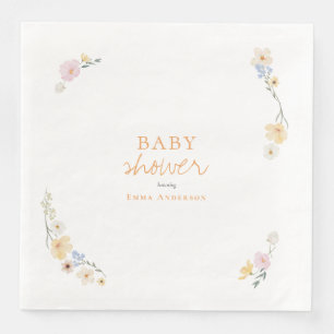 Serviette En Papier fleurs Boho botaniques Script baby shower