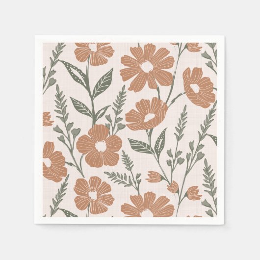 Serviette En Papier Fleurs Boho Daisy Floral (Devant)
