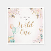 Serviette En Papier Fleurs Boho Fille 1er Anniversaire Wild One (Devant)