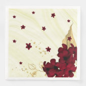 Serviette En Papier fleurs bordeaux or marbre feuille (Devant)