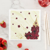 Serviette En Papier fleurs bordeaux or marbre feuille (En situation)