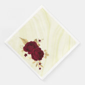Serviette En Papier fleurs bordeaux or marbre feuille (Coin)