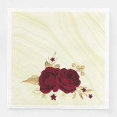Serviette En Papier fleurs bordeaux or marbre feuille (Devant)