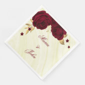 Serviette En Papier fleurs bordeaux or marbre feuille (Coin)
