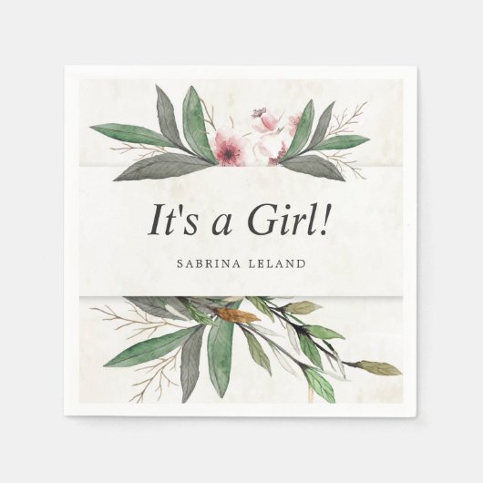 Serviette En Papier Fleurs botaniques classiques en aquarelle (Devant)