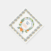 Serviette En Papier Fleurs botaniques d'agrumes d'hiver | Feuillage (Coin)