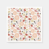 Serviette En Papier Fleurs Botaniques Vert Pêche (Devant)