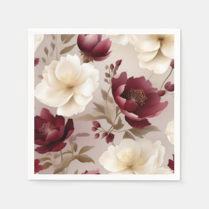 Serviette En Papier Fleurs Bourgogne de rêve
