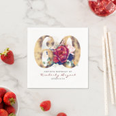 Serviette En Papier Fleurs Bourgogne et typographie de l'or 60e annive (En situation)